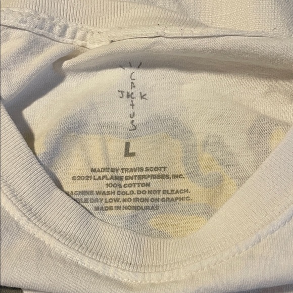 KAWS x Cactus Jack by Travis Scott White Tee with Black and Yellow Design - Picture 3 of 3